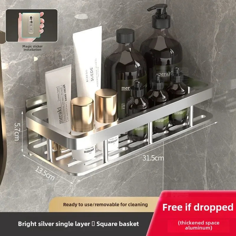 Adjustable Shower Shelf No Drilling – Aluminum Bathroom Organizer for Bath, Vanity or Tub | Holds 20 lbs