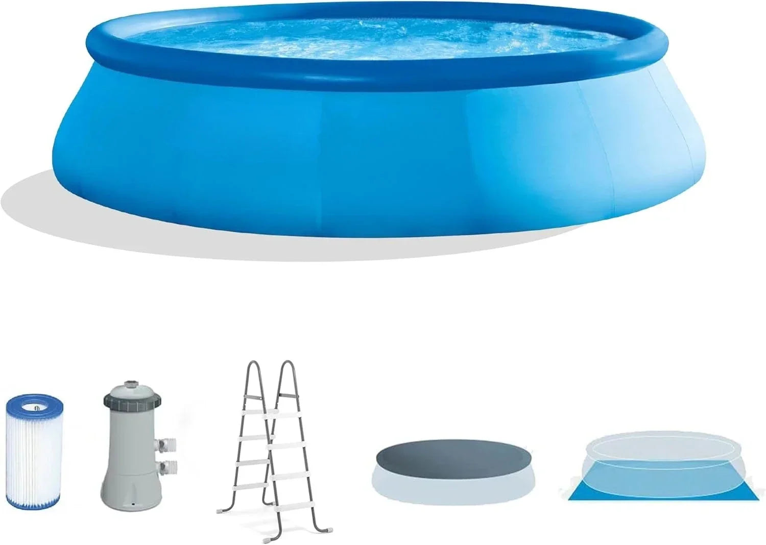 Bestseller26165EH Easy Set Inflatable Swimming Pool Set: 15ft x 42in – Includes 1000 GPH Cartridge Filter Pump – Removable Ladde