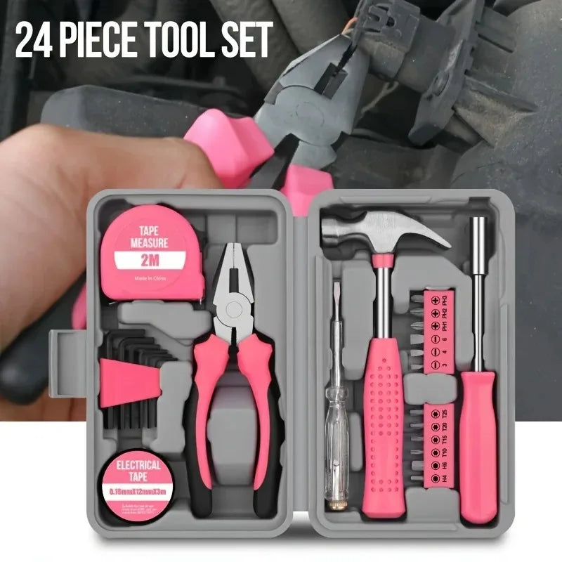 Multi-functional household toolbox, comprehensive set of hardware tools, combination tape measure, manual repair tool kit