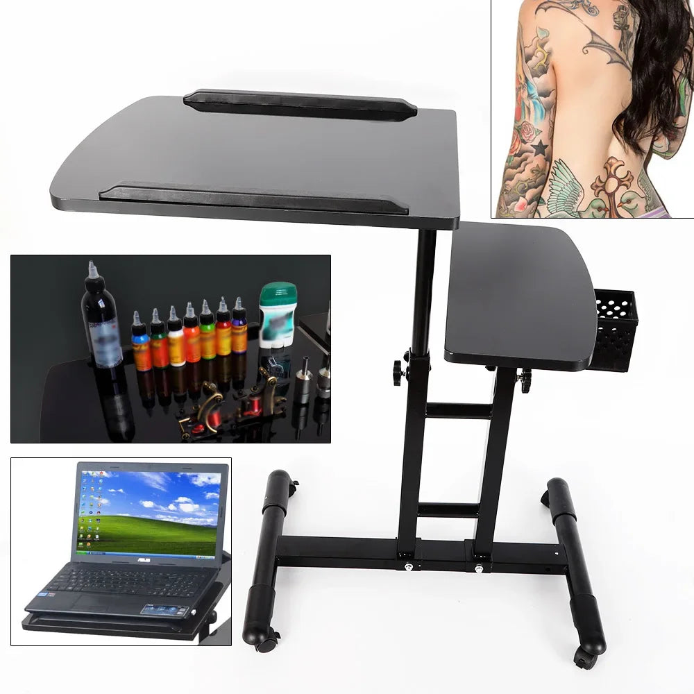 Portable Tattoo Workstation with Adjustable Table Dual Surface Design Iron and High-Density Board Impact-Resistant