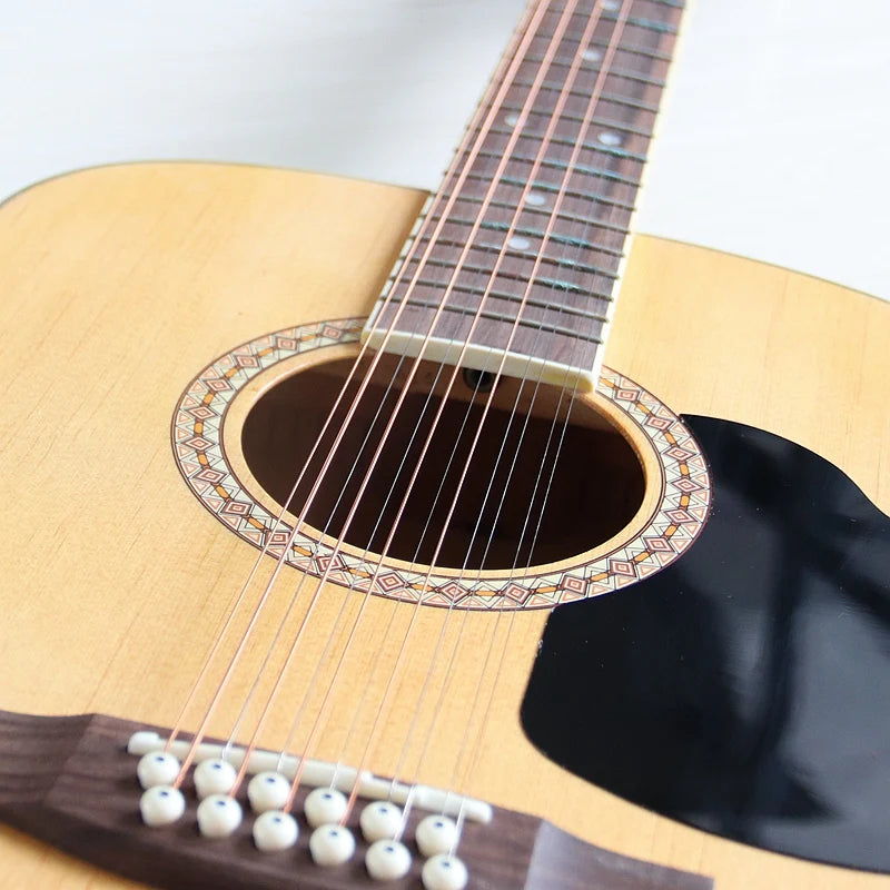 Guitarra Acústica de 12 Cuerdas 41" | Madera Spruce | Diseño Folk | Negro y Natural 🎸