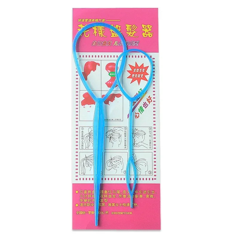 Popular 1SET Ponytail Creator Plastic Loop Styling Tools Pony Topsy Tail Clip Hair Braid Maker Styling Tool For Women Girl