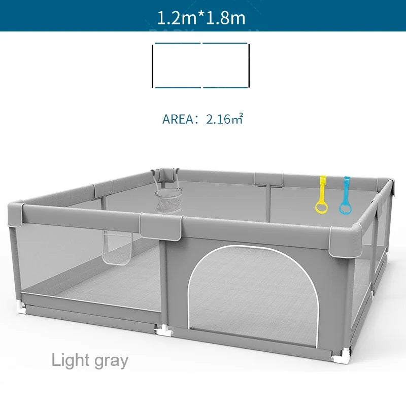 Corralito IMBABY para Bebés | Gris | Valla de Seguridad con Aro y Caja de Pelotas