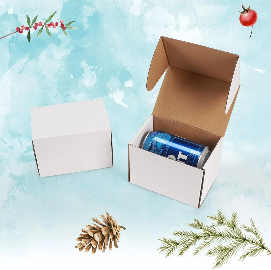 6x4x4 Shipping Boxes Set of 50,White Corrugated Cardboard Box for Mailing Packing Gifts Small Business