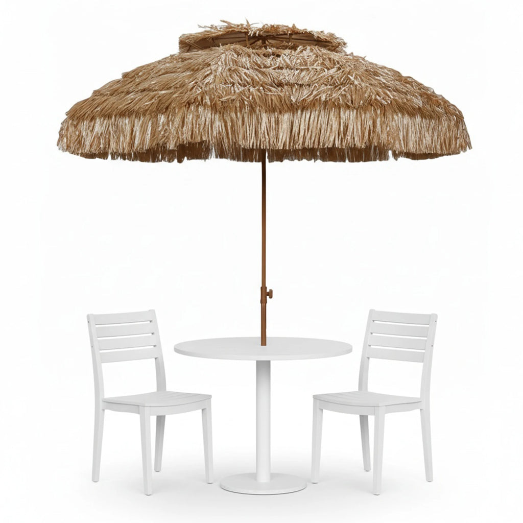 9ft Hawaiian Style Tiki Parasol with 8 Ribs Outdoor Thatched Tiki Umbrella UPF 50+ UV Protection for Market Terrace Restaurant