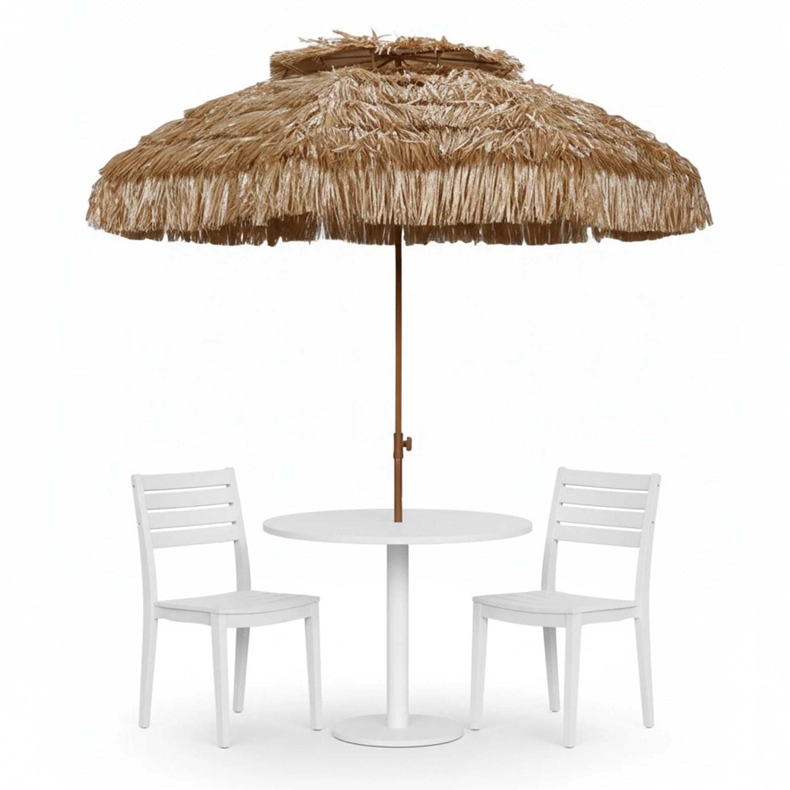 9ft Hawaiian Style Tiki Parasol with 8 Ribs Outdoor Thatched Tiki Umbrella UPF 50+ UV Protection for Market Terrace Restaurant