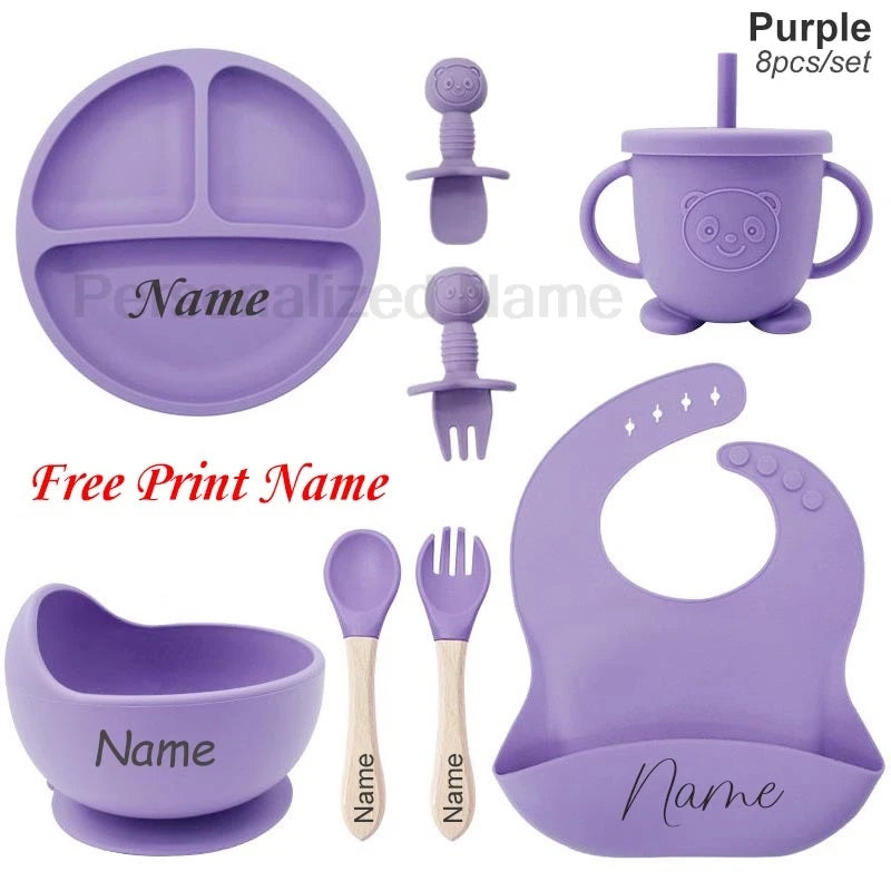 Set de Alimentación Personalizado para Bebé | Silicona | Plato, Bol y Vaso | Regalo 🍼