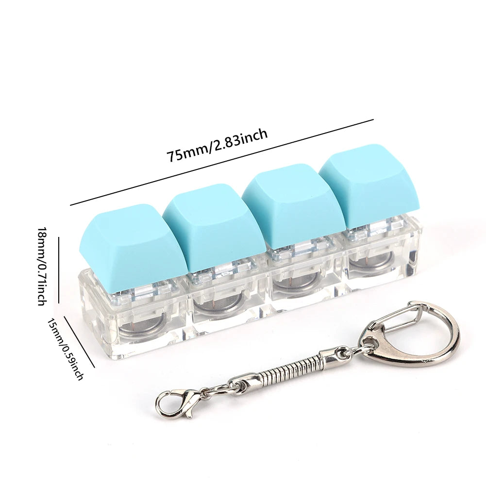 4 Keys Button Keycap Fidget Keychain Keyboard Key Toy Keyboard Clicker Toy Keyboard Cube Toy for Adult Gifts To Relief Pass Time