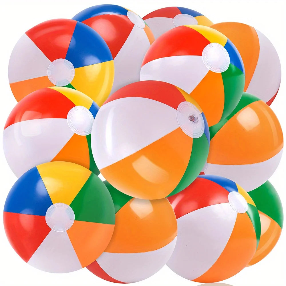 JOYFY Rainbow Beach Balls(12 Pack) Inflatable Swimming Pool Toys for Summer Water Games Kids Birthday Party Supplies Combo Set