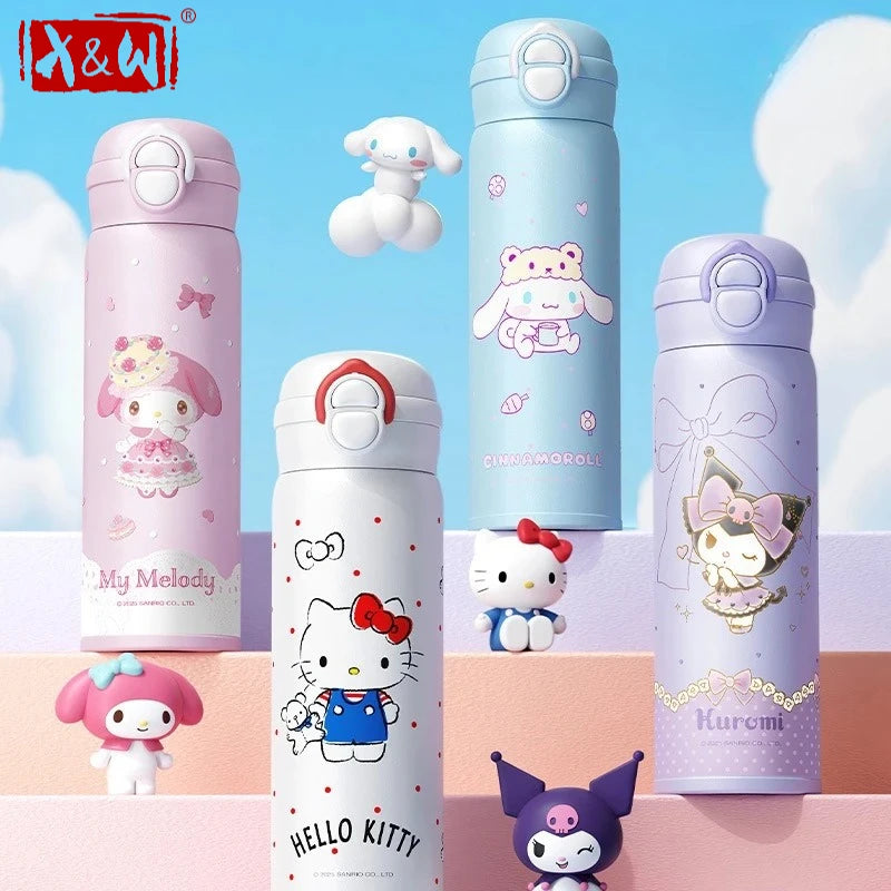 X&W 500ML for Sanrio My Melody Thermos Cups Cartoon Stainless Steel Vacuum Flask Student Cute Insulated Water Bottles Kids Cup