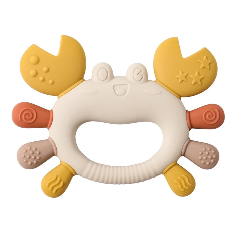 Crab Silicone Teether with Wooden Ring — BPA Free | Baby 0-6 Months