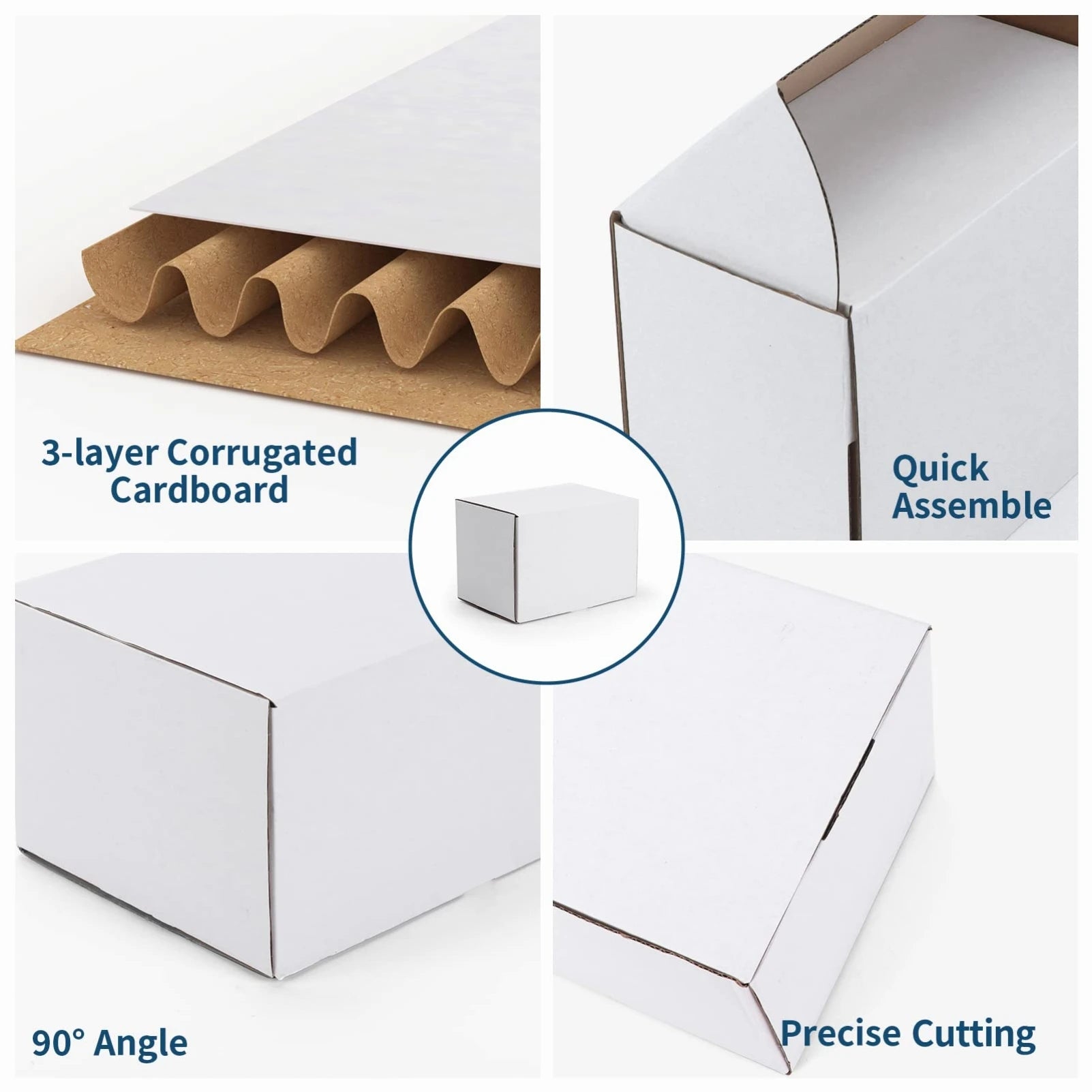 6x4x4 Shipping Boxes Set of 50,White Corrugated Cardboard Box for Mailing Packing Gifts Small Business