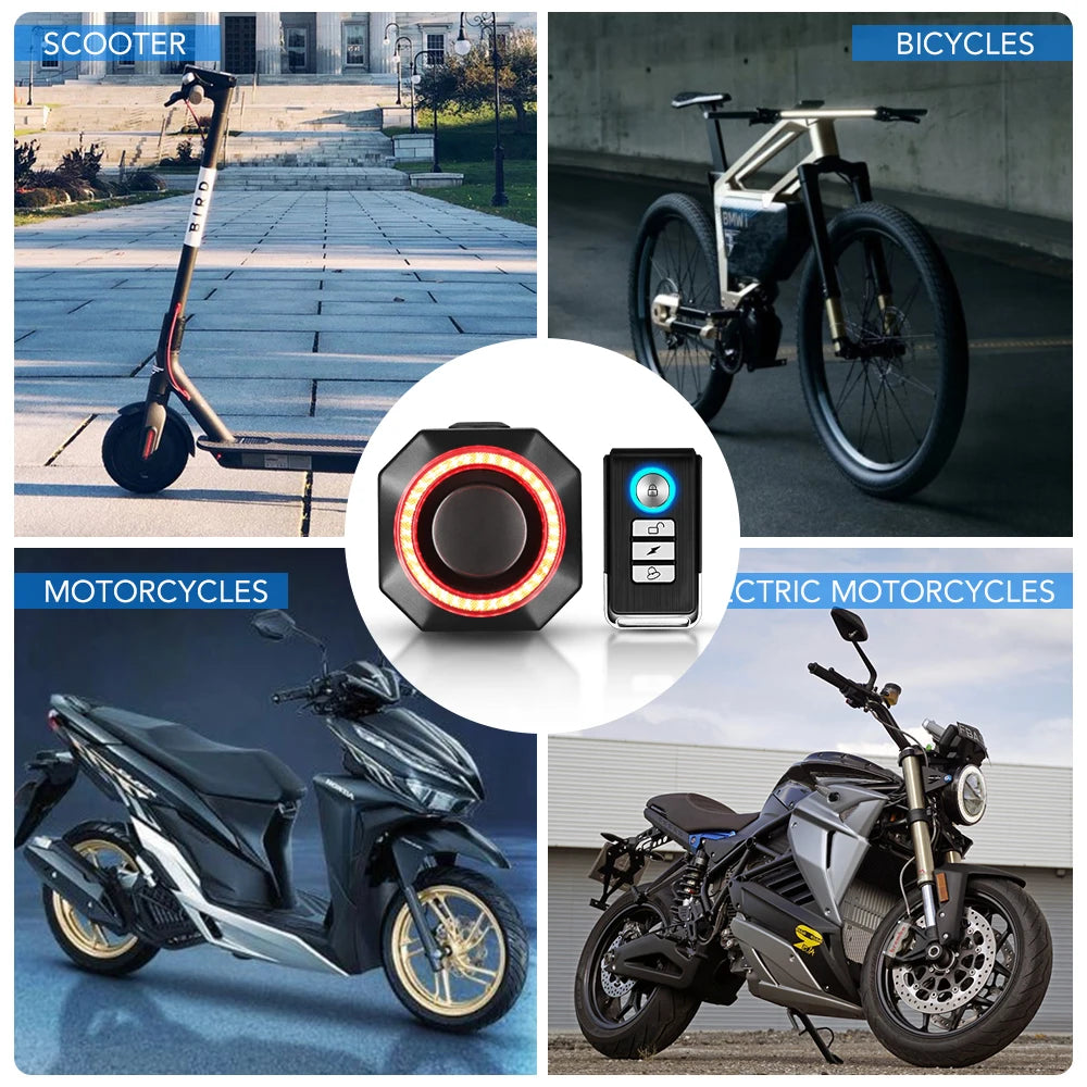 Smart Bike Light Alarm Brake-Sensing Taillight Remote Control Motorcycle Alarm Security Protection 110dB