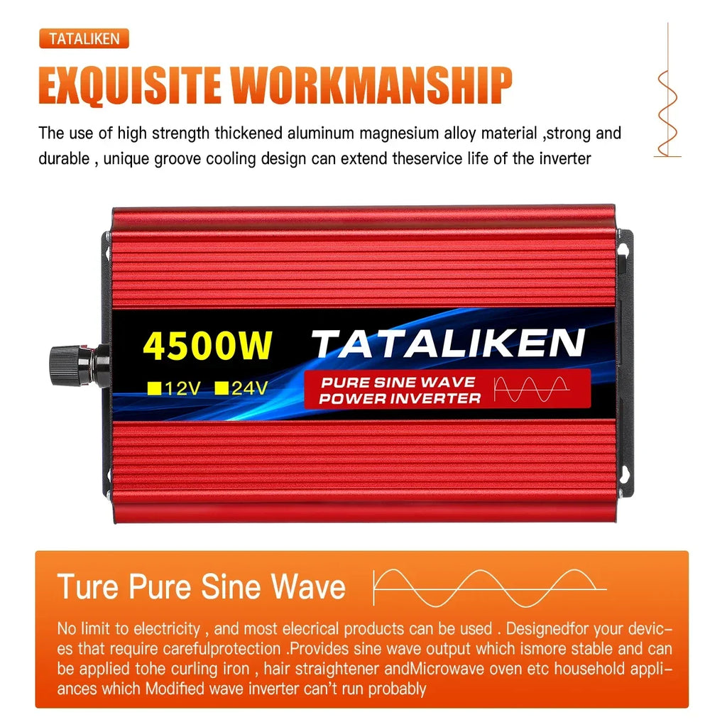 inverter DC 12V 24V To AC 220V Voltage Pure sine wave power 50Hz Converter 8000W 6000W 3500W 2500W 1600W
