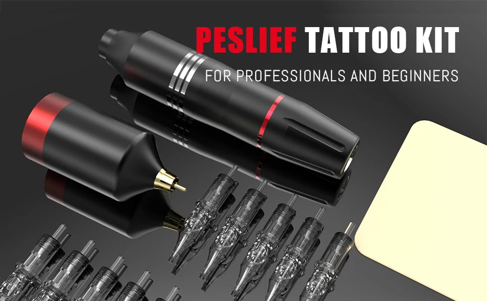 New 55 Pcs Tattoo Gun Kit Rotary  Complete Tattoo Kit with Power Supply  Mix 10 Piece Cartridge Needle for Beginners and Artists