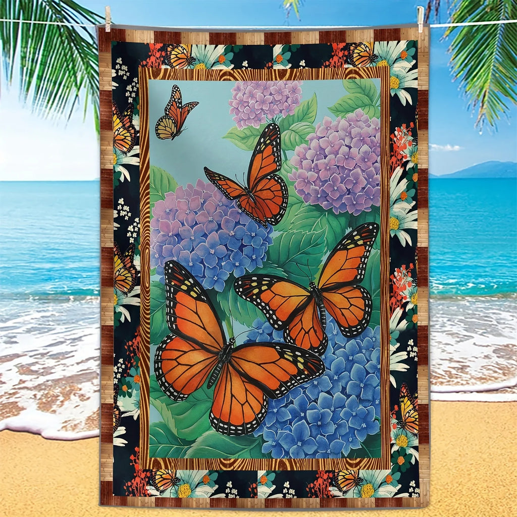 Toalla de Playa Mariposa - Microfibra Secado Rápido, Sin Arena, Diseño Monarca