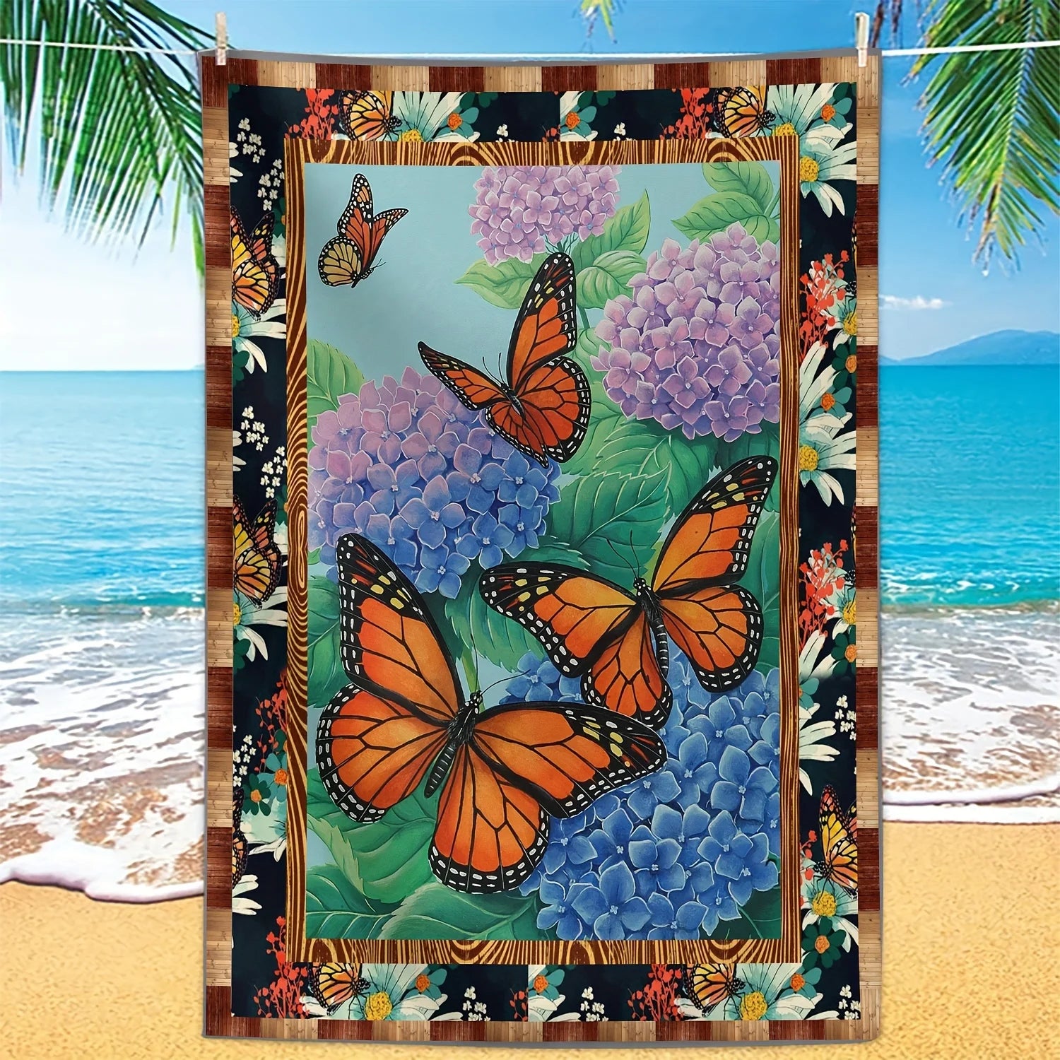 Toalla de Playa Mariposa - Microfibra Secado Rápido, Sin Arena, Diseño Monarca