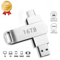 USB 3.2 Gen 1 Type‑C Dual Interface Metal Flash Drive, High‑Speed Waterproof Pen Drive for PC Laptop, 4TB 8TB 16TB Storage