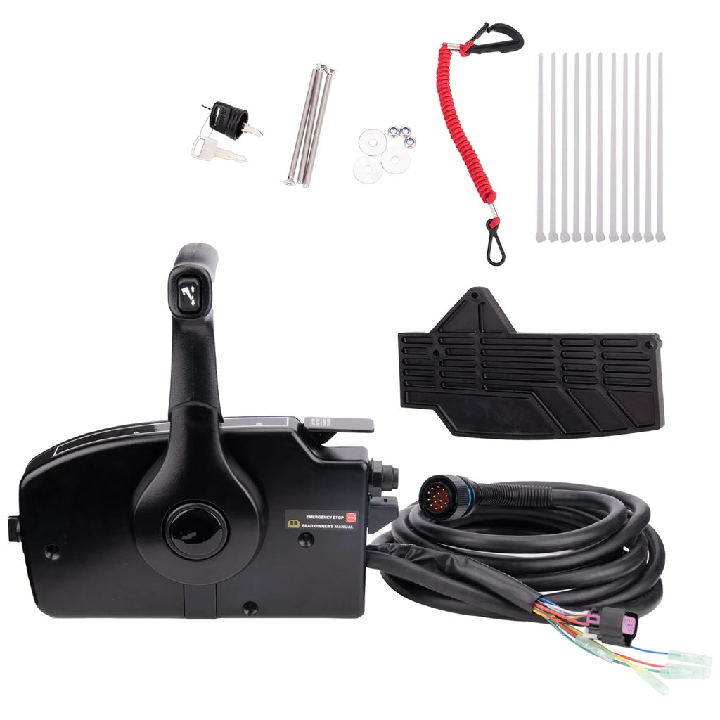 Boat Outboard Remote Control Box Side Mount with 14-Pin Harness, Smooth Throttle and Shift Operation