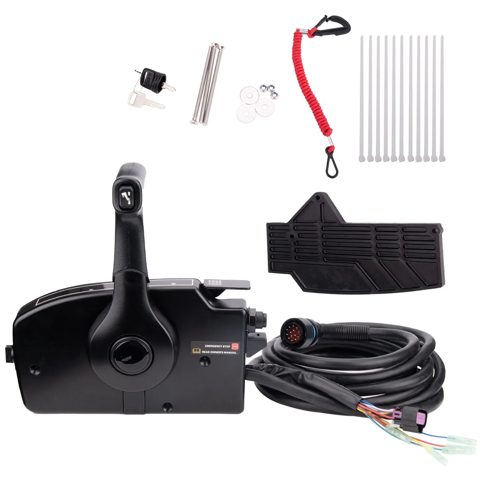 Boat Outboard Remote Control Box Side Mount with 14-Pin Harness, Smooth Throttle and Shift Operation