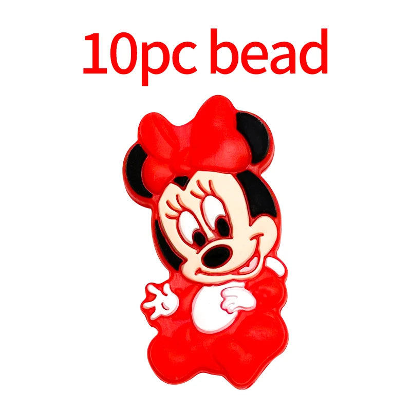 1/3/10pcs Silicone Mickey Teething Beads Food Grade Cartoon Shape Baby Teethers Toys DIY Pacifier Clips Chain Accessories