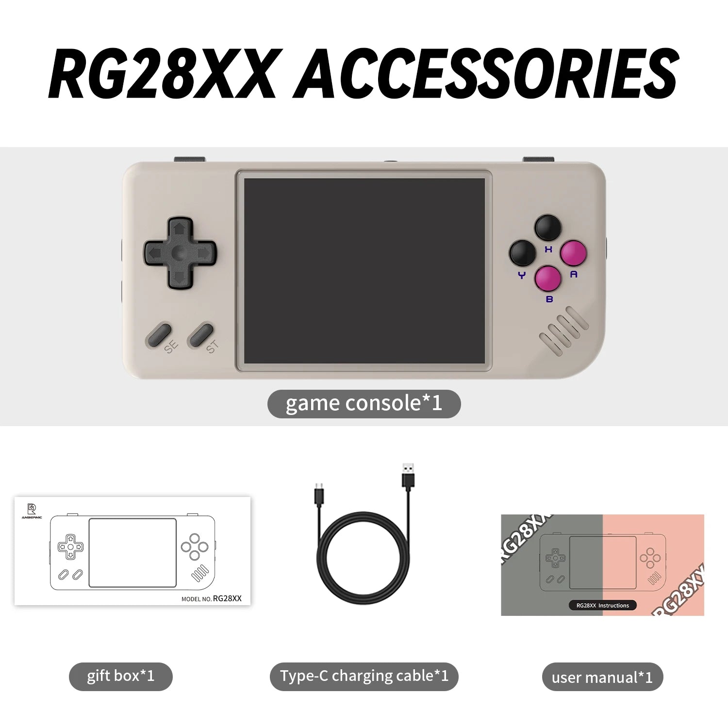 ANBERNIC RG28XX Handheld Game Console 2.83'' IPS Screen HDMI Output Portable Video Player Ebook Reader Game Player Gift Mini A30