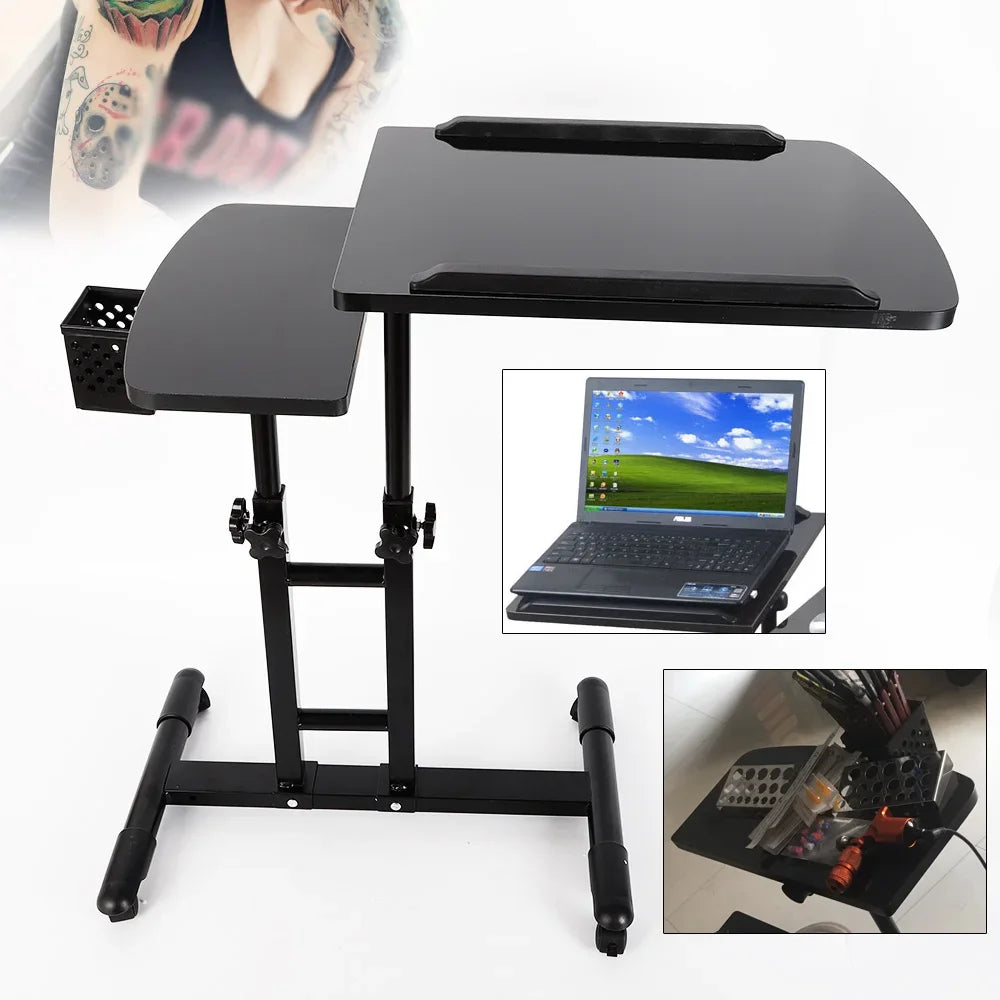 Portable Tattoo Workstation with Adjustable Table Dual Surface Design Iron and High-Density Board Impact-Resistant
