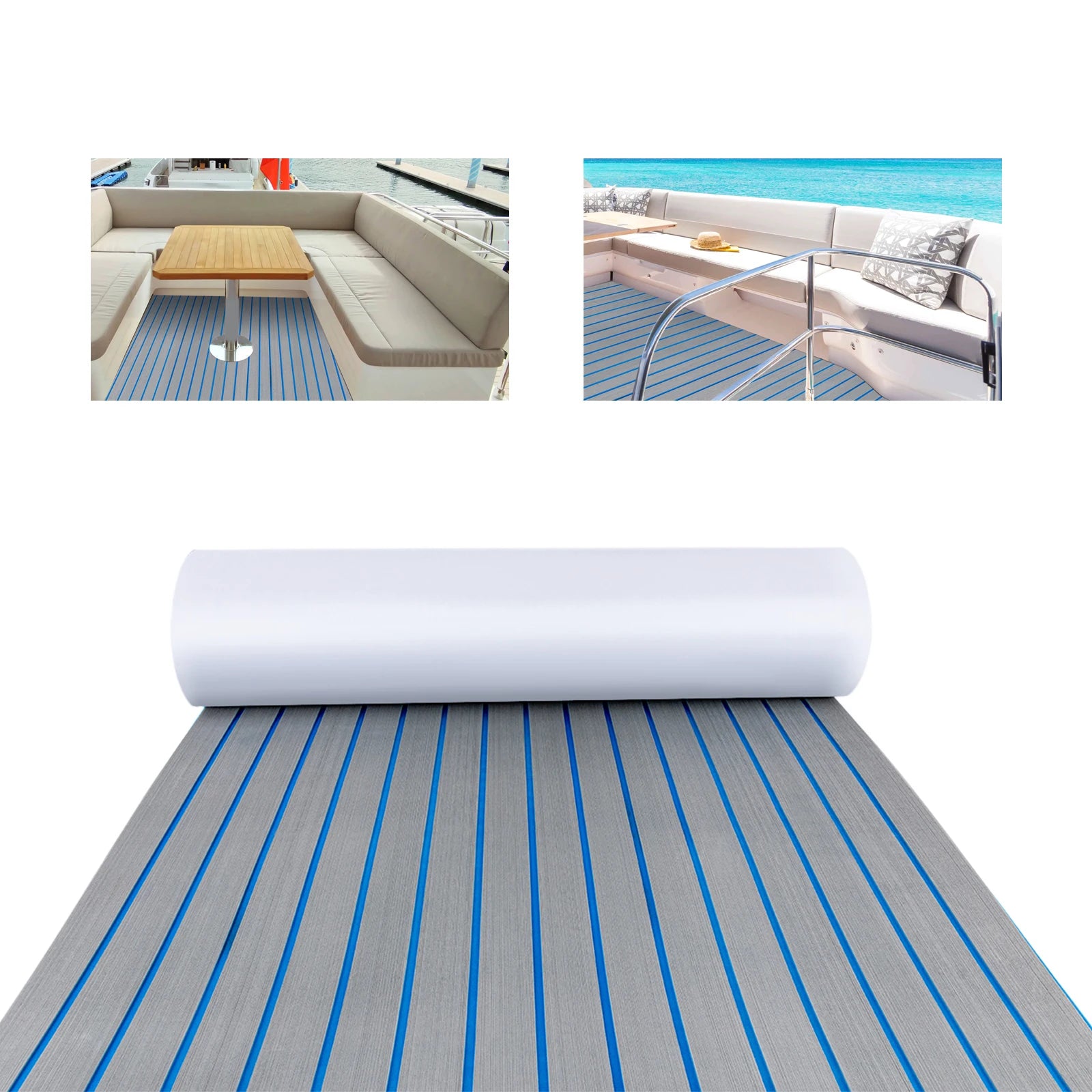 240*60cm/240*90cm EVA Foam Non-Slip Boat Deck Mat 6mm Thick Waterproof Marine Yacht Faux Teak Decking Sheet Flooring Carpet Pad