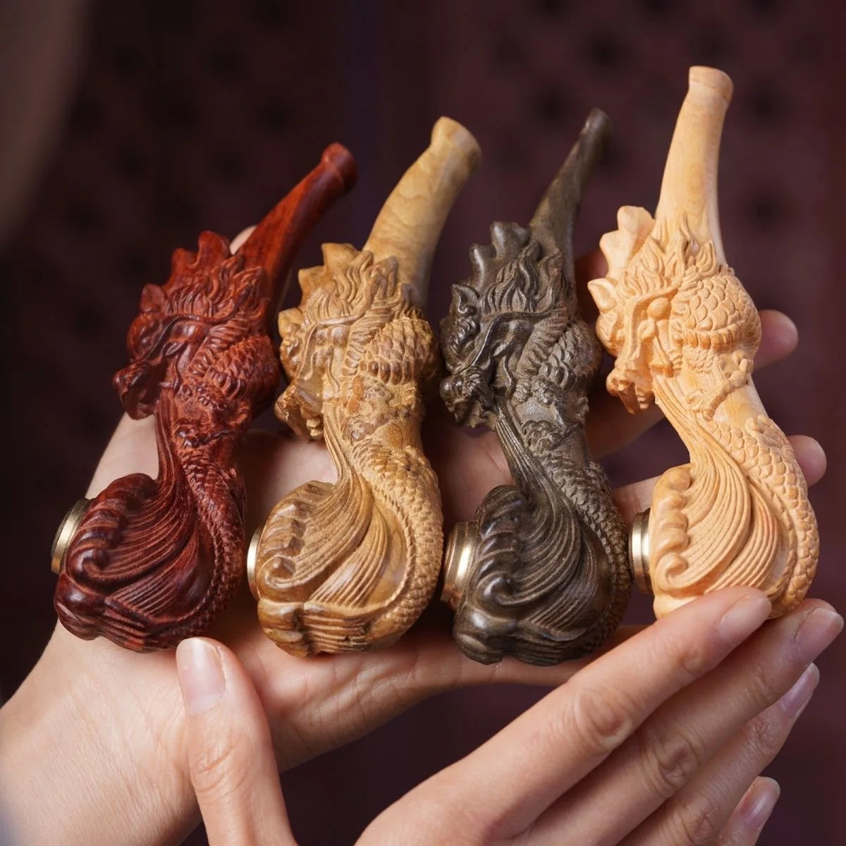 Rosewood Tobacco Pipe for Men, Removable Washable Exquisite Carving Cigarette Holder Pipes Smoking Accessories Gifts Father Male