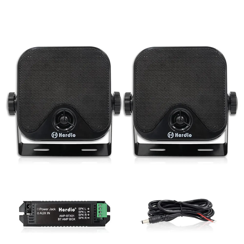 Herdio 4'' Bluetooth Marine Speakers 100W Heavy Duty Waterproof- Surface Mounted for Camper ATV UTV RZR Golf Cart Boat