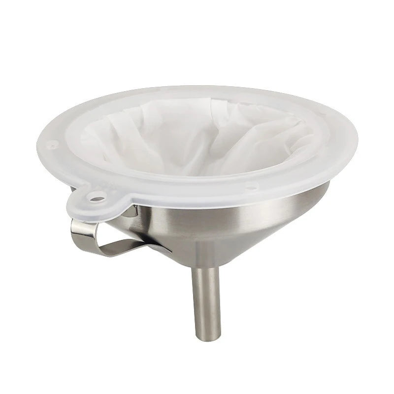 100/120/200/300/400/450 Mesh Nylon Filter Stainless Steel Funnel For Fruit Milk Traditional Chinese Medicine Oil White Wine