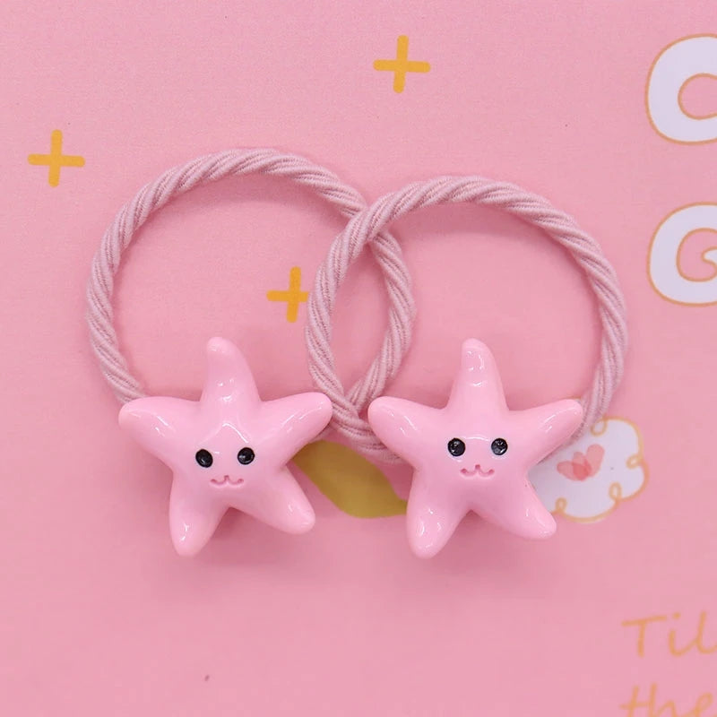 2Pcs/Set Halloween Gift Resin Strawberry Hair Accessories Colorful Hair Ties Children's Rubber Bands Kid Headband Scrunchies