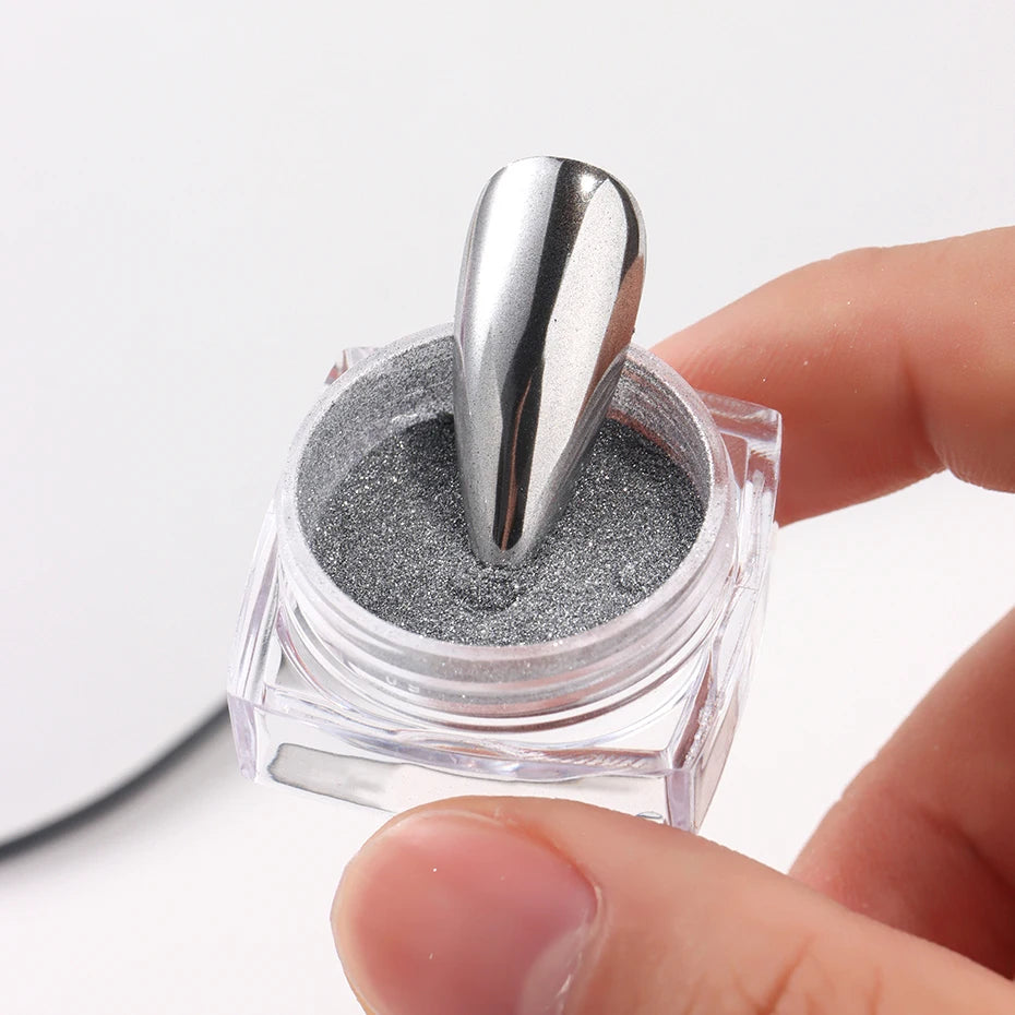 8 Box Chrome Mirror Nail Powder Metallic Silver Gold Blue Nail Art Glitter Rubbing Pigment Flakes Dust For DIY Luxury Manicures