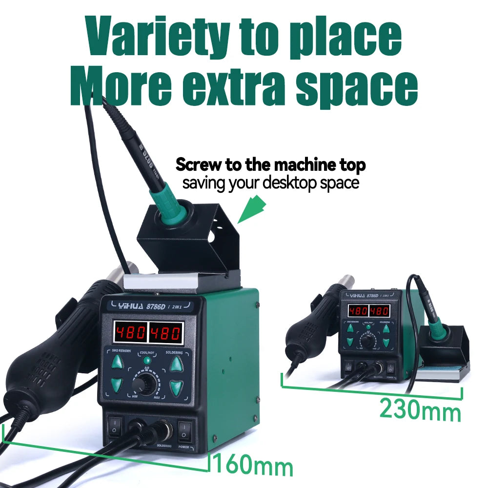 YIHUA 8786D Soldering Iron Hot Air Soldering Station DIY Digital Rework Station Phone Repair BGA SMD Solder Tool Welding Station