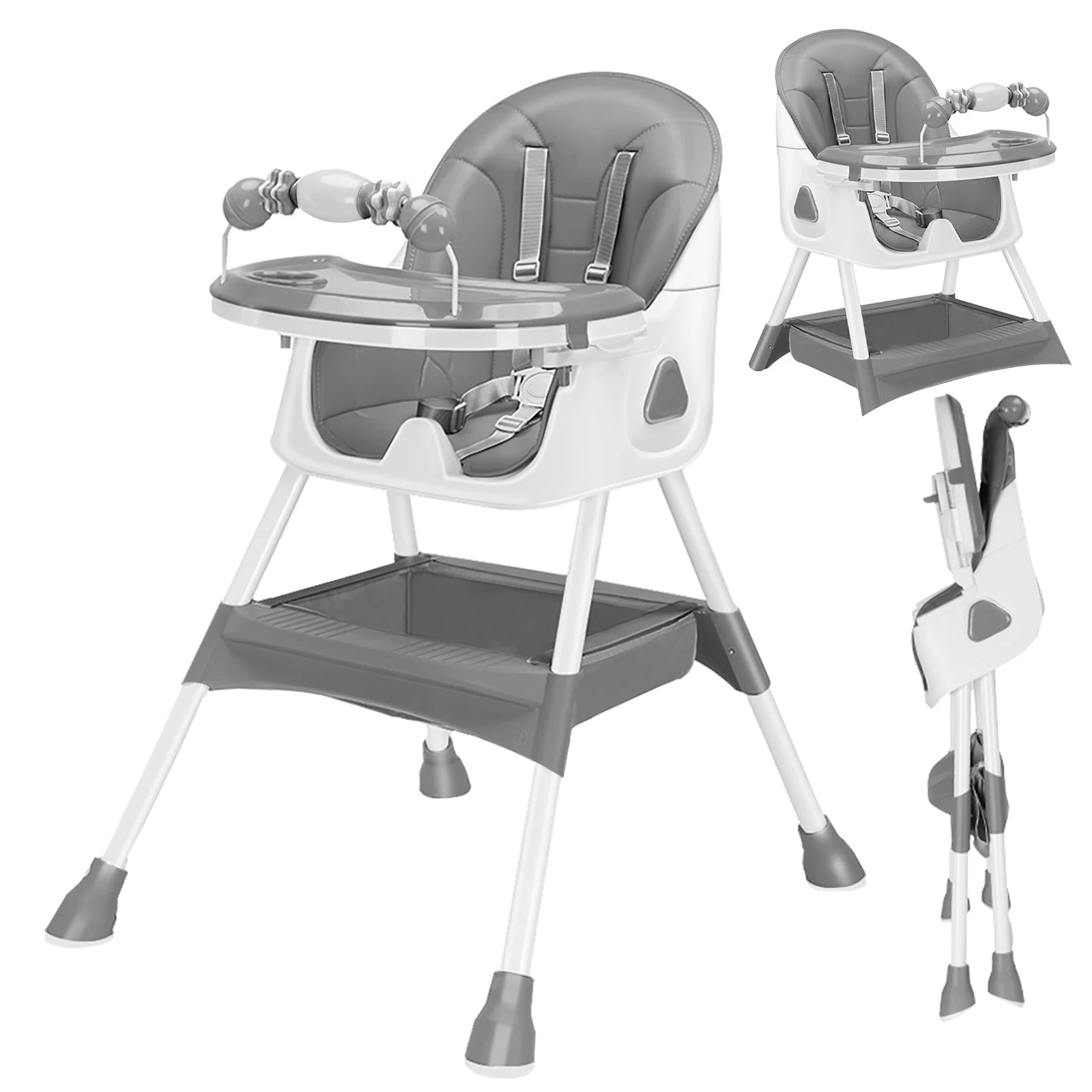 Silla Alta Plegable para Bebé E500 | Almohadilla Antideslizante y Porta Juguetes