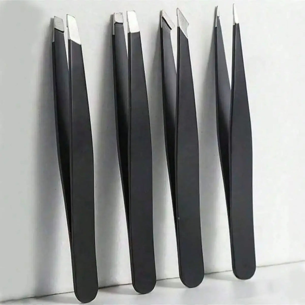 4-Pack Multi-purpose Stainless Steel Tweezers, Eyebrow Tightening Facial Hair Trimmer, Eye Shaping Makeup Tool Set