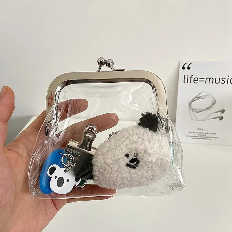 1PC Transparent Mini Coin Purse-Portable Mini Makeup Pouch Headphone Bag Travel Cosmetic Organizer