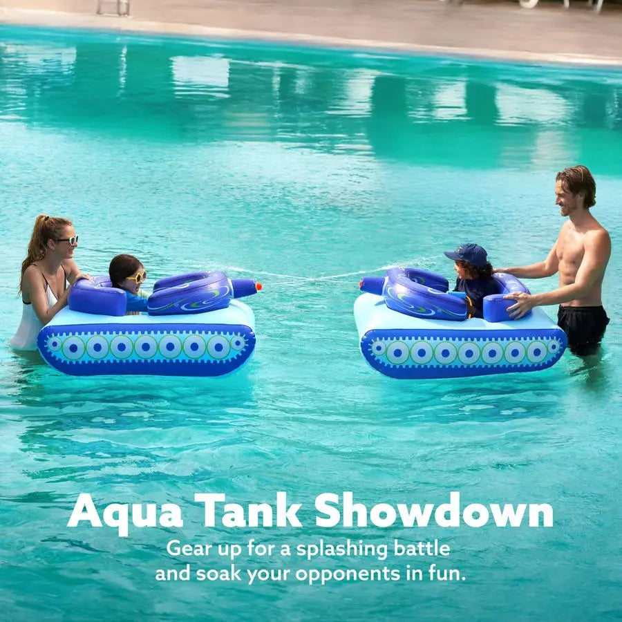 Inflatable Tank Pool Floats Kids, Pool Floaties Swimming Tank with Water Gun, Water Fight Toys, Inflatable Battle Fun for Summer