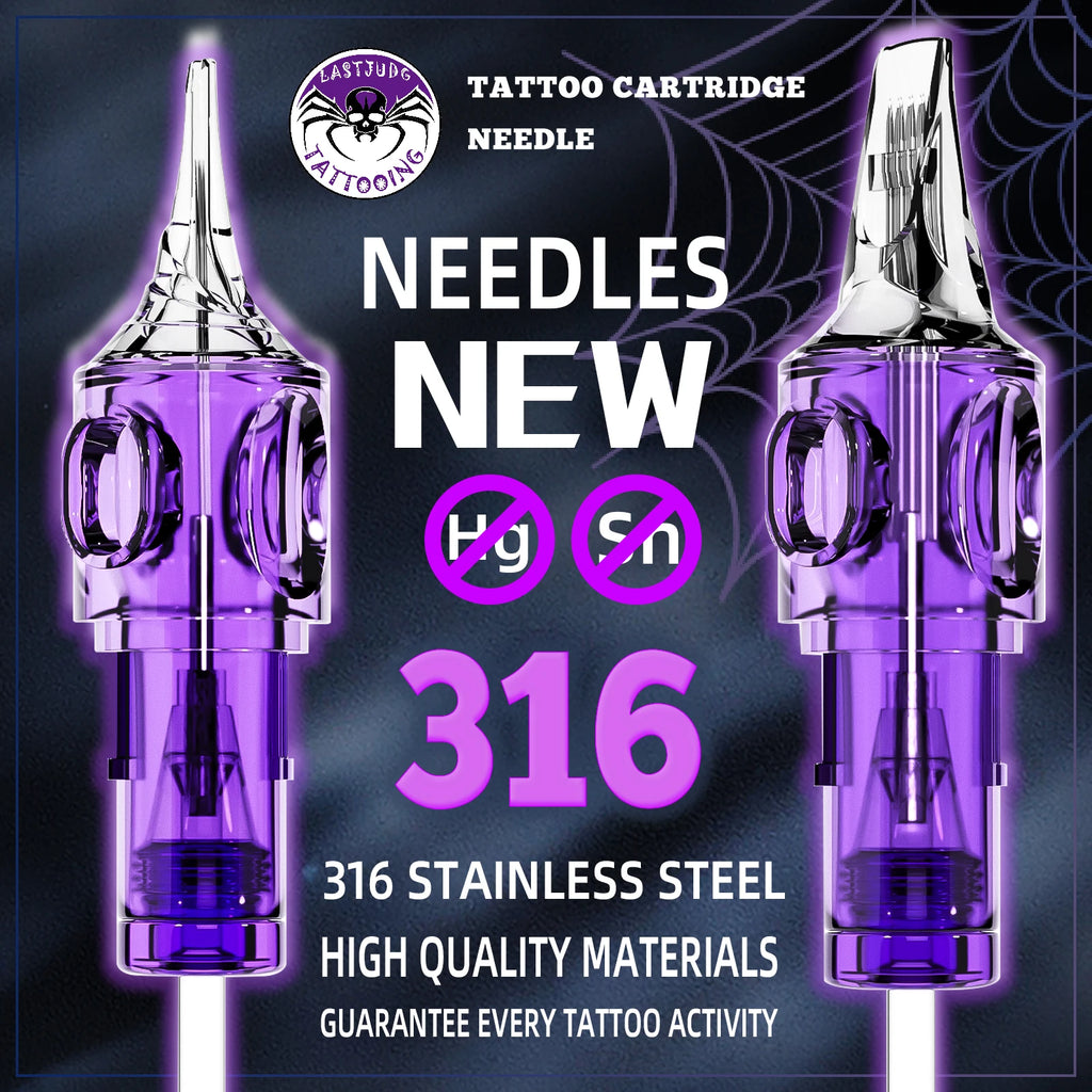 Tattoo Cartridge Needles POSEIDON 20PCS Disposable Safty RL RS RM M1 Tattoo Needle Hot Sale Purple Tattoo Cartridge Needles