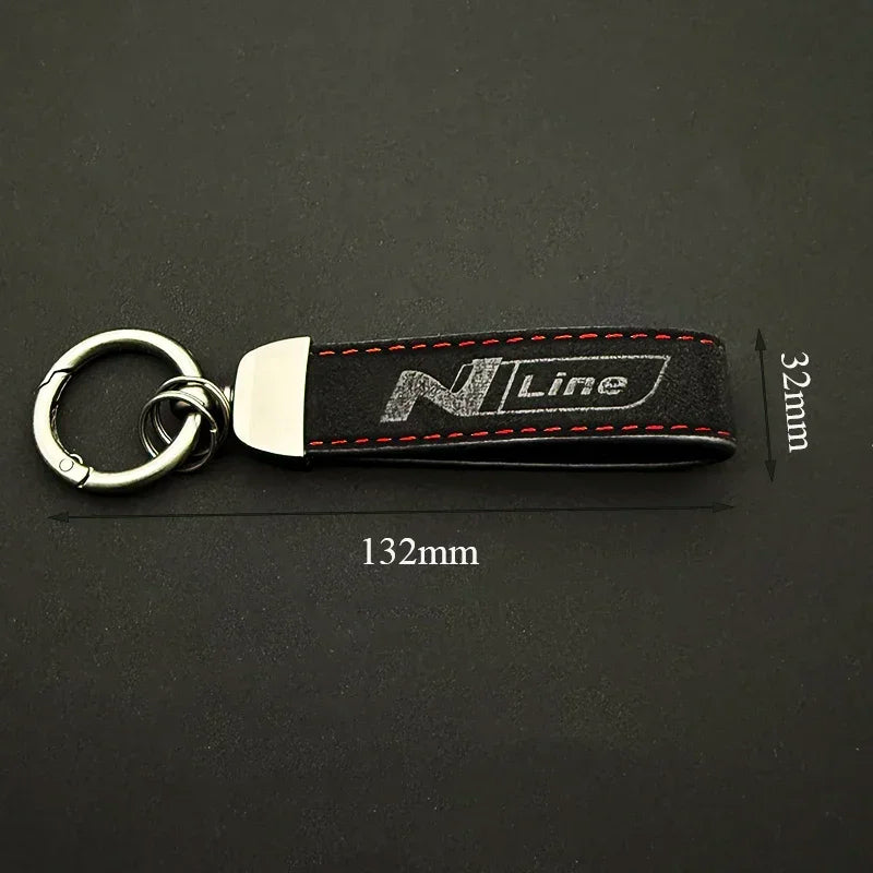 1pc Woman Men Suede Leather N Line Luxury Car Keychain For Hyundai i30 i20 i10 Elantra Kona Tucson Auto Decoration Accessories