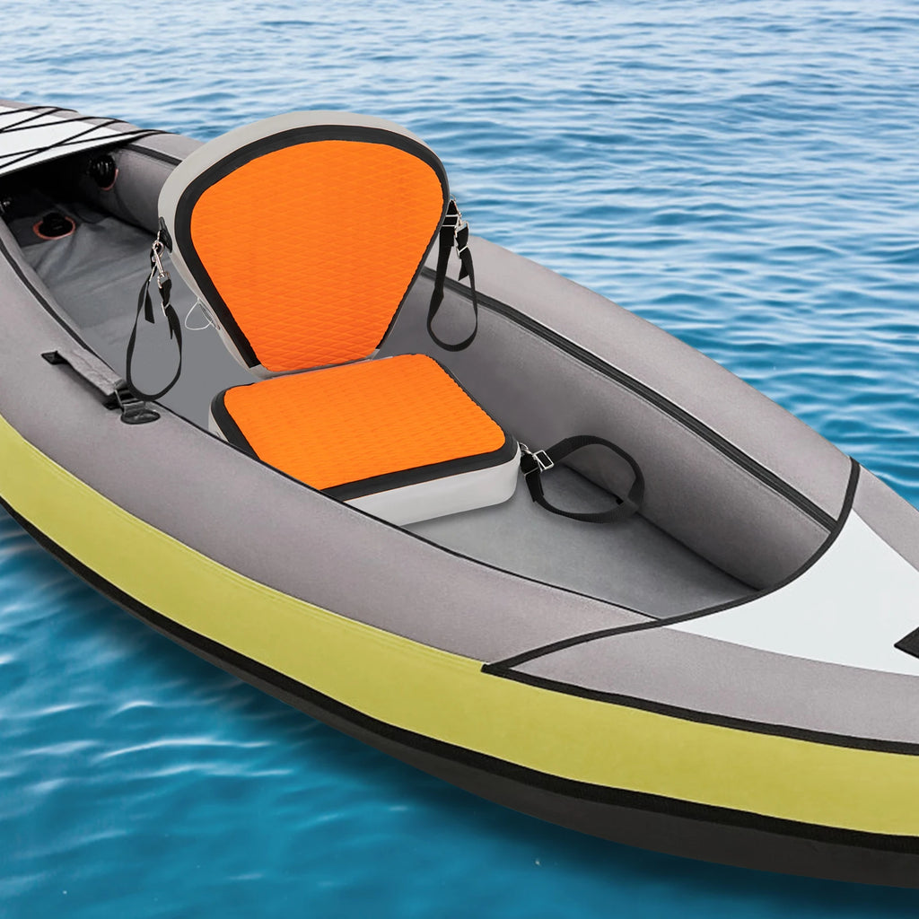 Kayak Seat, Inflatable Portable Thicken Cushion Padded with Back Support Adjustable Strap for Canoeing Drifting Rafting Fishing