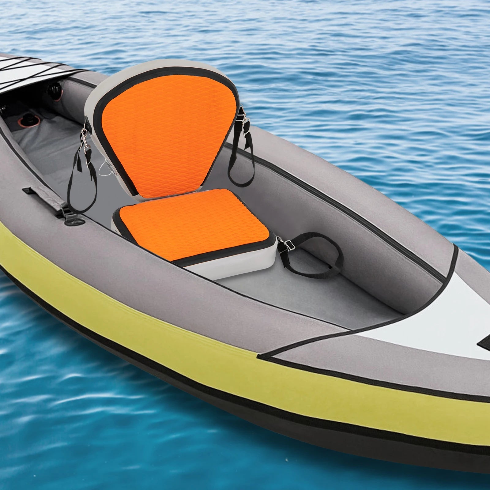 Kayak Seat, Inflatable Portable Thicken Cushion Padded with Back Support Adjustable Strap for Canoeing Drifting Rafting Fishing