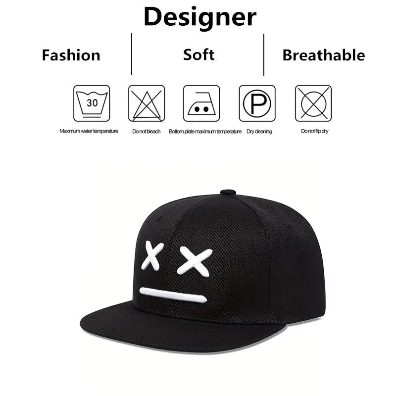 Unisex XX Smiling Face Embroidery Hip-hop Hats Spring Autumn Outdoor Adjustable Casual Baseball Caps Sunscreen Hat - Firu Total Sales