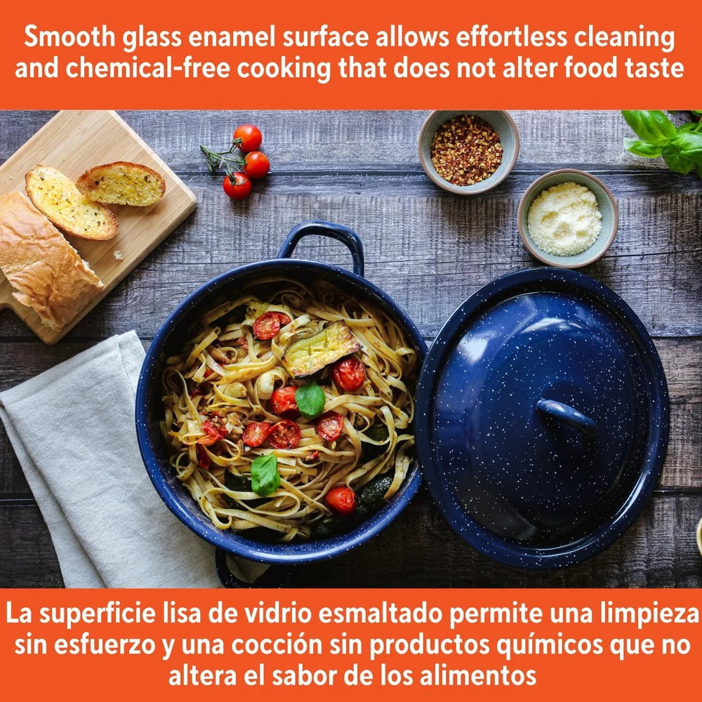 Olla Esmaltada para Sopa y Estofado | Doble Asa | Apta para Horno | Calor Uniforme 🍳