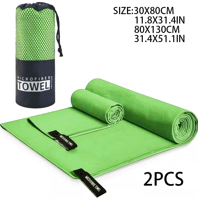 2-pcs Microfibre set sports towel fitness swimming towel body bath towel canbeused for yoga running camping beach WashclothTowel