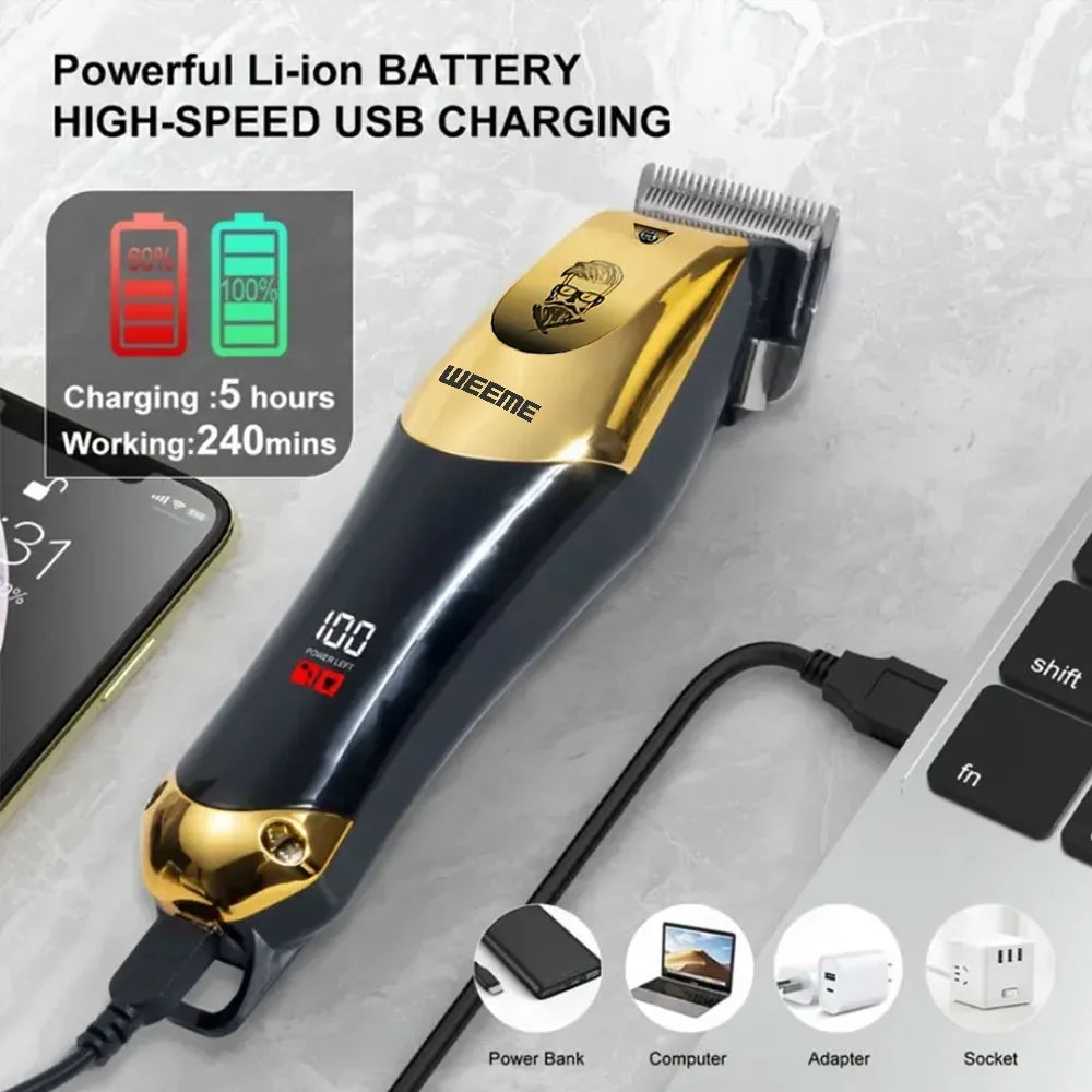 Cordless Electric Hair Cutting Machine Vintage Hair Clipper Portable Shaver Barber USB Fast Charging Hair Trimmer For Hairdresse - Firu Total Sales