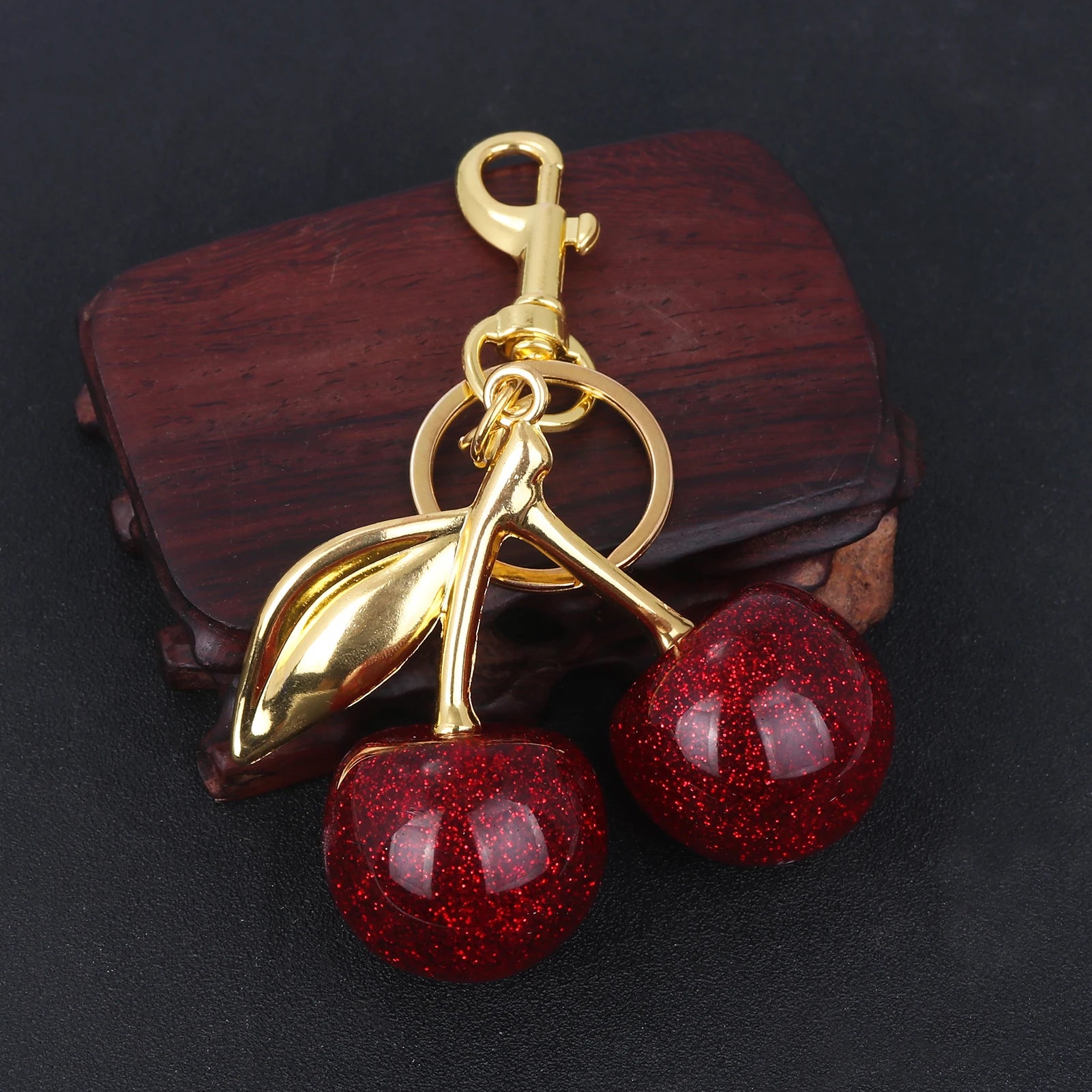 Fashion Red Cherry Keychain Pendant Summer Fruits Keyring for Women Men Bag Jewelry Accessory Gift