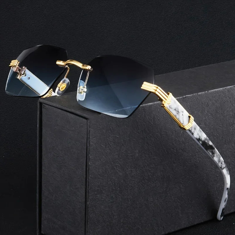 Fashion Rimless Frameless Sunglasses | Classic Small Square | Men & Women