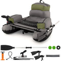 Inflatable Belly Boat with Oar, Flippers, Rod Holder, Fish Ruler, Hand Pump & Zipper Storage, Portable Backpack Float Tubes for