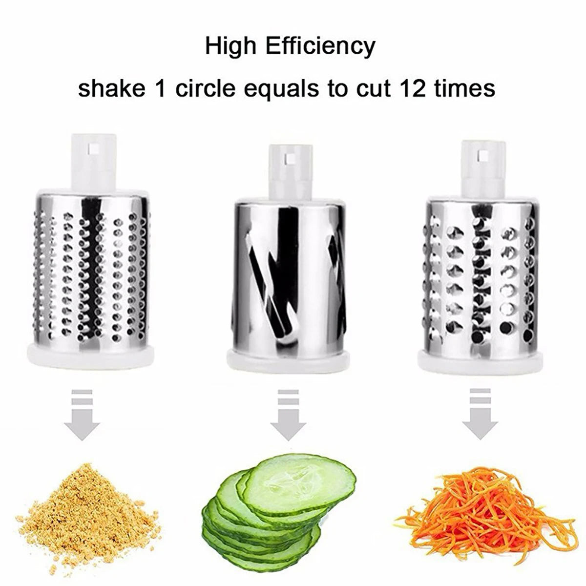 Vegetable Slicer Shredder, 3 Drum Manual Grater for Cheese Peanut Cookie, Multifunctional Kitchen Cutter Chopper Tool
